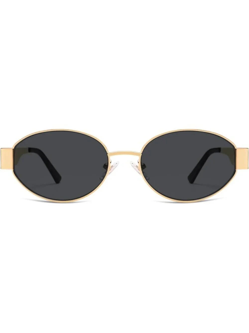 Women's Gold Grey Lens Retro Oval Trendy Shades UV400 Protection Sunglasses